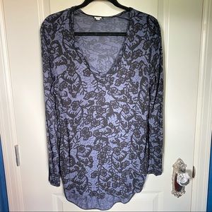 Wilfred Blue Floral Lace Long Sleeve Tunic Medium